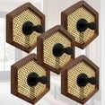 thumbnail image 1 of Autumn Alley Large Rattan Wall Hooks, Hat Hooks and Bathroom Coat Hook, Set of 5 Hexagon Hook with Gold Accent Metal Holder, Robe & Towel Hooks for Entryway, Bathroom, or Kitchen, 1 of 11