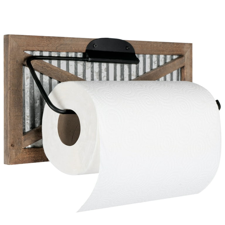 Crutello Farmhouse Toilet Paper Holder with Galvanized Backing for