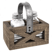Autumn Alley Rustic Farmhouse Salt & Pepper Shakers Set with Caddy – Country Kitchen Decor