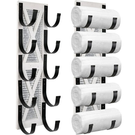 Autumn Alley Rustic Farmhouse Towel Rack - Distressed White and Galvanized Metal, Wall Mount