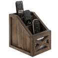 thumbnail image 1 of Autumn Alley Rustic Remote Holder - Farmhouse Desk Organizer, Barn Door Remote Holder, Desktop Organizer - 3-Slot Multiple Compartment Remote Control Storage Caddy, Rustic Home Decor, Brown, 1 of 6