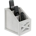 thumbnail image 1 of Autumn Alley Rustic Remote Holder - Farmhouse Desk Organizer, Barn Door Remote Holder, Desktop Organizer - 3-Slot Multiple Compartment Remote Control Storage Caddy, Rustic Home Decor, White, 1 of 7