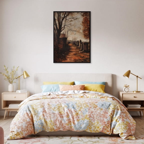 Autumn Alley Wall Art Poster Rustic Pathway With Trees Nostalgic Fall Landscape Cozy Cabin Or Vintage Decor Design1 Poster, Unframed Size 16x24