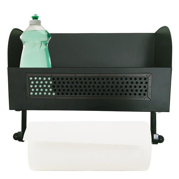 Autumn Alley Wall Mounted Black Metal Paper Towel Holder|Hole Punch Detail