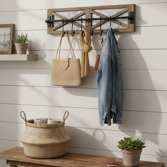 Autumn Alley Wall Mounted Farmhouse Rustic Wall Rack for Coats, Farmhouse Kitchen Pot Rock, Rustic Bathroom Towel Rack