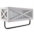 thumbnail image 1 of Autumn Alley White Barn Door Farmhouse Towel Rack with Shelf – Galvanized Metal Accent, 1 of 7