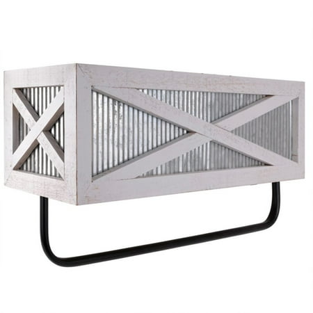 Autumn Alley White Barn Door Farmhouse Towel Rack with Shelf – Galvanized Metal Accent