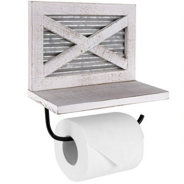 Autumn Alley White Barn Door Rustic Farmhouse Toilet Paper Holder with Phone Holder Shelf - Farmhouse Bathroom Accessories