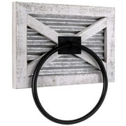 Autumn Alley White Wooden Barn Door Towel Ring|Galvanized Metal