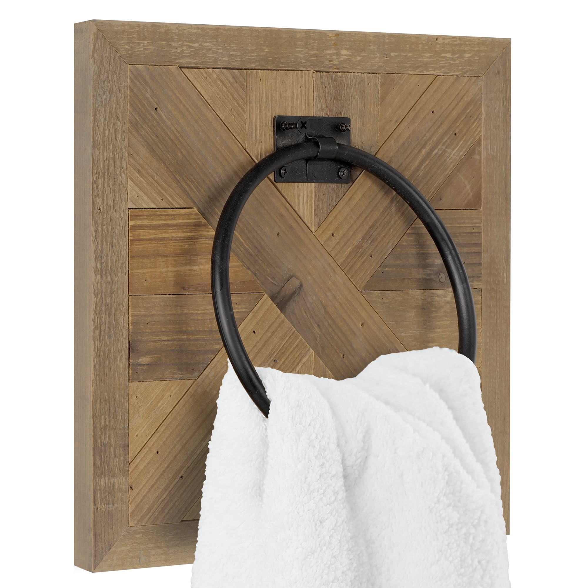 Autumn Alley Barn Door Rustic Bathroom Towel Rack | Warm Brown Wood and