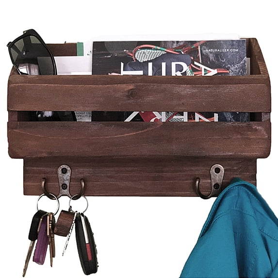 Autumn Alley Wood Wall Mounted Entry Organizer, Hanging Country Shelf with 4 Hooks