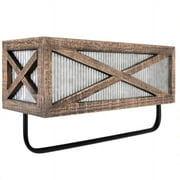 Autumn Alley Wooden Barn Door Farmhouse Towel Rack with Shelf Organizer – Galvanized Decor