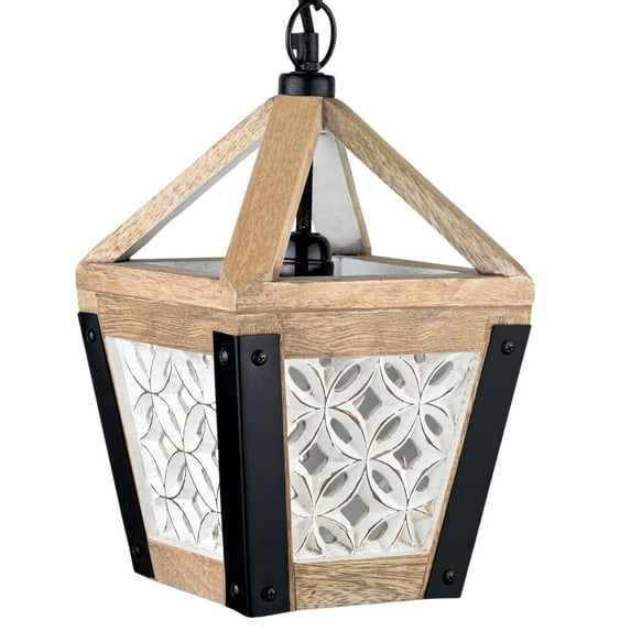 Autumn Alley Wooden Farmhouse Pendant Light for Cottage, Ceiling Lighting Fixture