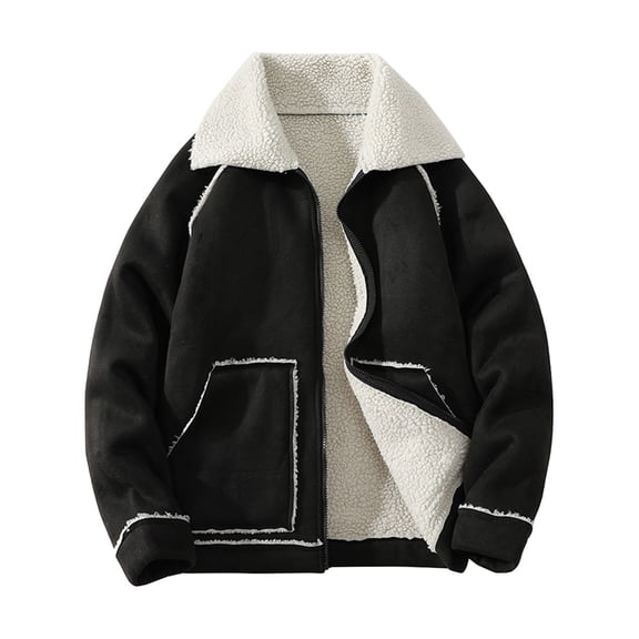 Autumn And Winter Jacket With Spliced Lamb Wool Jacket Loose And Versatile Jacket Jacket