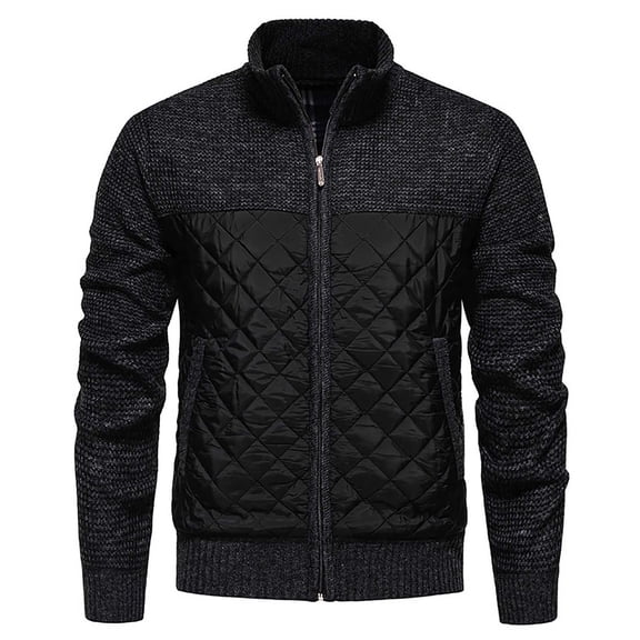 Autumn And Winter Men's Thickened Knit Cardigan Sweater Men Loose Wear Plaid Collar Sweater Coat