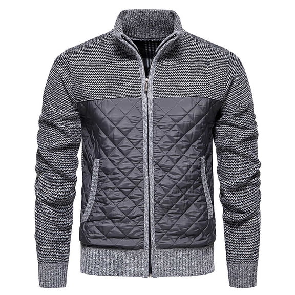 Autumn And Winter Men's Thickened Knit Cardigan Sweater Men Loose Wear Plaid Collar Sweater Coat