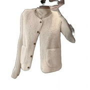 Autumn And Winter New Korean Style Simple Niche Fur All-In-One Lamb Plush Buttoned Vest Apricot Free Size