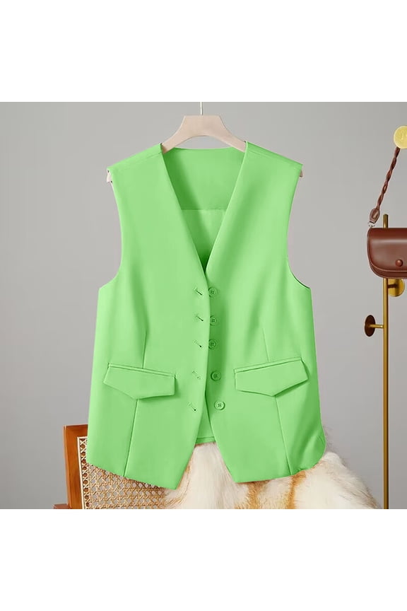 Autumn And Winter Vest Small Waistcoat Suit Waistcoat, Green M, Size S-3XL