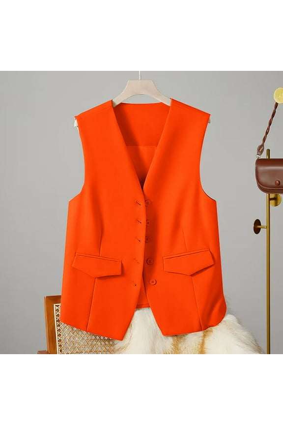 Autumn And Winter Vest Small Waistcoat Suit Waistcoat, Orange 3XL, Size S-3XL