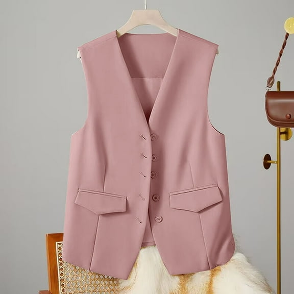 Autumn And Winter Vest Small Waistcoat Suit Waistcoat, Pink 2XL, Size S-3XL