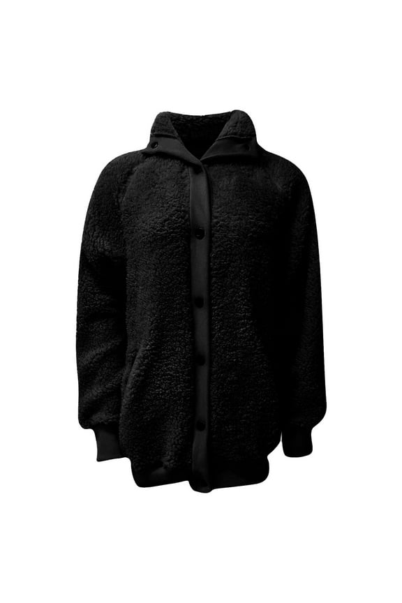 Autumn And Winter Warm Plush Patchwork Zipper Pocket Hooded Loose Jacket Women