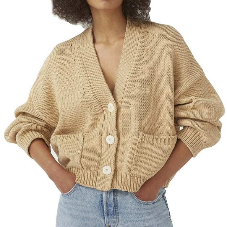 Autumn And Winter Women S Long Sleeve Pocket Single V Neck Knit Cardigan Big And Tall Cardigan Sweaters plus Size Lightweight Cardigan Soft Knit