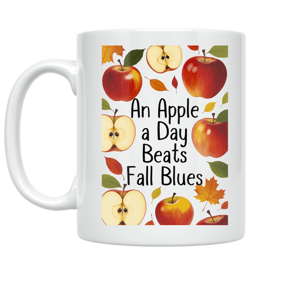 Autumn Apple Design - Fall Enthusiast - 11 oz Ceramic Coffee Mug