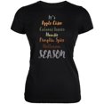 thumbnail image 1 of Autumn Apple Pumpkin Leaves Hoodie Season Juniors Soft T Shirt Black LG, 1 of 1
