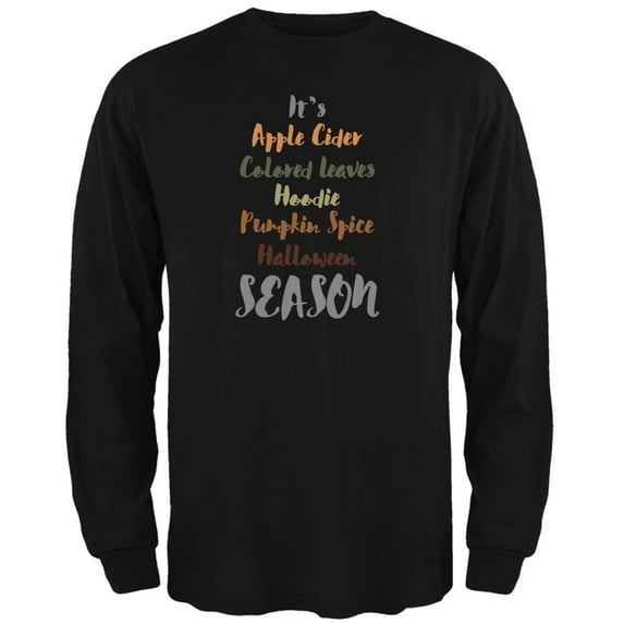 Autumn Apple Pumpkin Leaves Hoodie Season Mens Long Sleeve T Shirt Black LG
