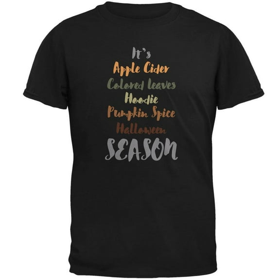 Autumn Apple Pumpkin Leaves Hoodie Season Mens T Shirt Black LG