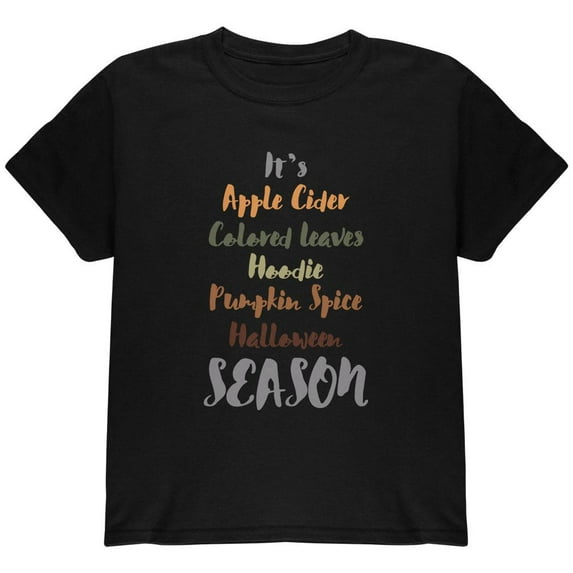 Autumn Apple Pumpkin Leaves Hoodie Season Youth T Shirt Black YMD