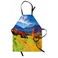 thumbnail image 1 of Autumn Apron, Alpine Mountains with Farmland Fall Season Forest European Landscape Illustration, Unisex Kitchen Bib with Adjustable Neck for Cooking Gardening, Adult Size, Multicolor, by Ambesonne, 1 of 4