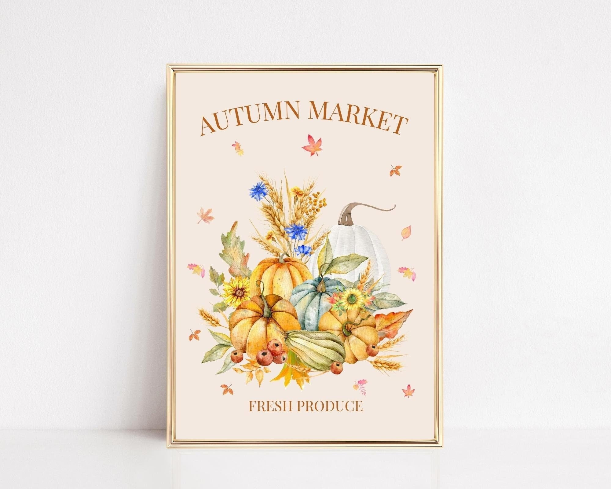 Autumn Art Print Fall Poster Home Farmhouse Decor Pumpkin Wall Art ...
