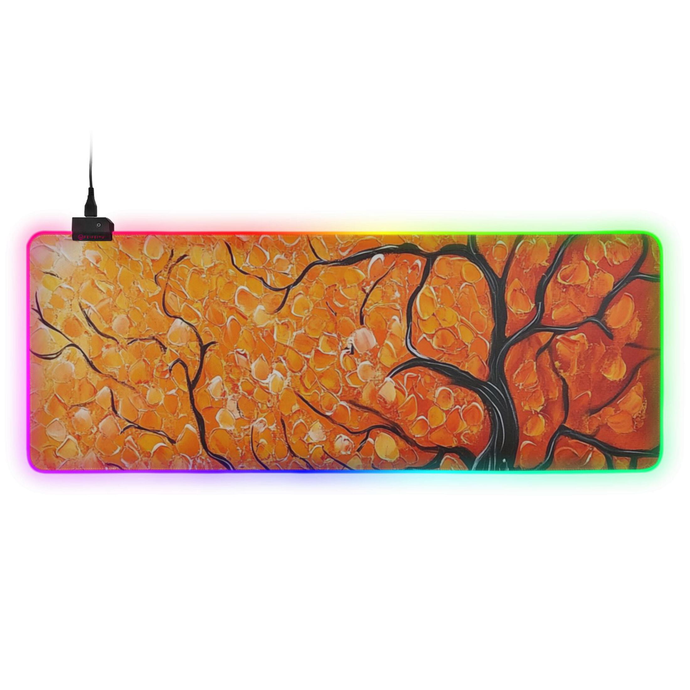 Tree Mouse Gaming Autumn Art Tree RGB Gaming Mouse Pad Large Keyboard Mat Rubber Base 13 ...