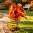 thumbnail image 1 of Autumn Artificial Flower with Ground Stake,16 Inch Fall Warm Tone Floral Pick, Weather Resistant Fake Plant Ornament for Yard Patio Garden Thanksgiving Decor, 1 of 6