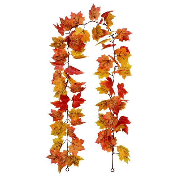 Autumn Artificial Maple Leaf Garland For Home Wall, Faux Fall Rattan Vine Hanging Decoration For Thanksgiving, Rustic Seasonal Garland For Mantle, Pattern 1Z