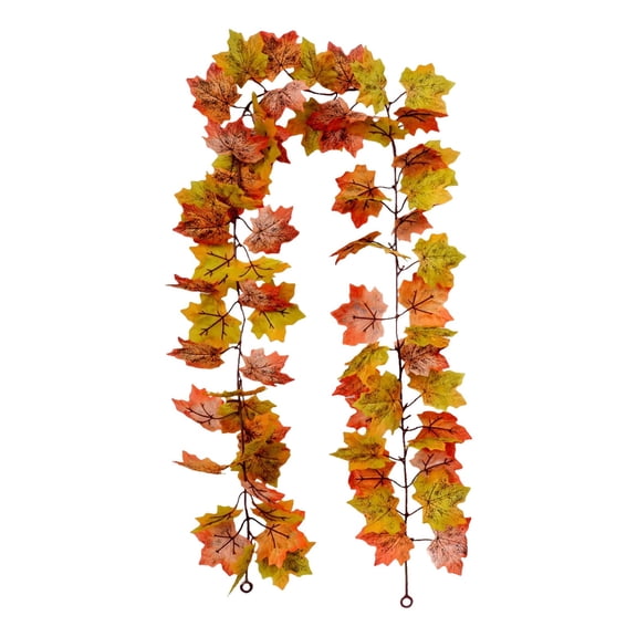 Autumn Artificial Maple Leaf Garland For Home Wall, Faux Fall Rattan Vine Hanging Decoration For Thanksgiving, Rustic Seasonal Garland For Mantle, Pattern 2W