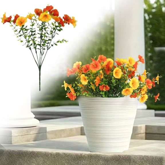 Autumn Artificial Morning Glory Flowers Outdoor with Lifelike Fall Foliage for Seasonal Decoration Window Box Planter Pots Porch Garden Courtyard and Home Decor