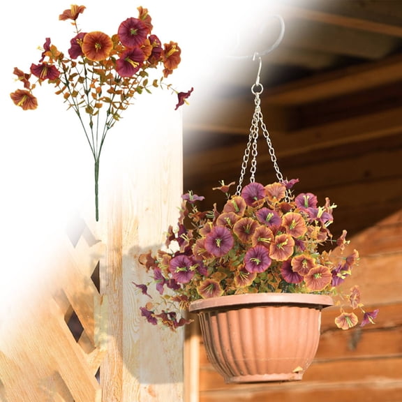 Autumn Artificial Morning Glory for Outdoor Decoration - Lifelike Shape for Flower Pots Courtyard Gardens Home Interiors, No Maintenance, By Kingtowag