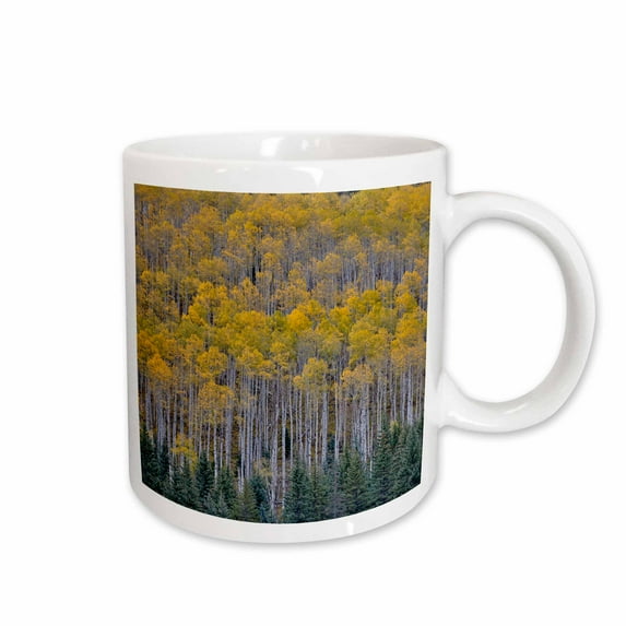 3drose, Autumn Aspen Forest in Golden Colors, Aspen Township, Colorado, 15oz Mug
