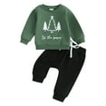 thumbnail image 1 of Autumn Baby Boys Christmas Clothes Sets 3M 6M 12M 18M 24M 3Y Xmas Tree Letter Print Sweatshirt and Pants Set, 1 of 10
