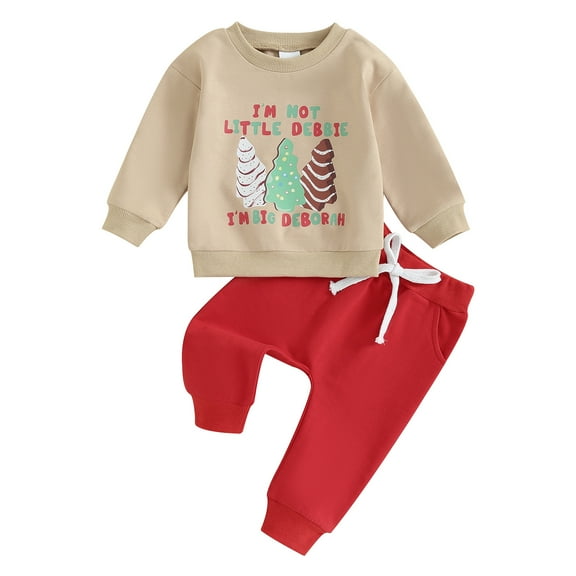 Autumn Baby Boys Christmas Clothes Sets 3M 6M 12M 18M 24M 3Y Xmas Tree Letter Print Sweatshirt and Pants Set