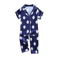 thumbnail image 1 of Autumn Baby Kids Girls Boys Wave Point Print Sleepwear Set Short Sleeve Blouse Tops+Night Pants, 1 of 9