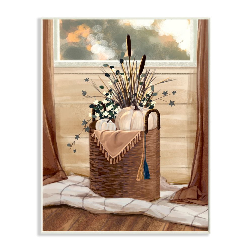 Autumn Basket Seasonal Home Painting Wall Plaque Art by Ziwei Li