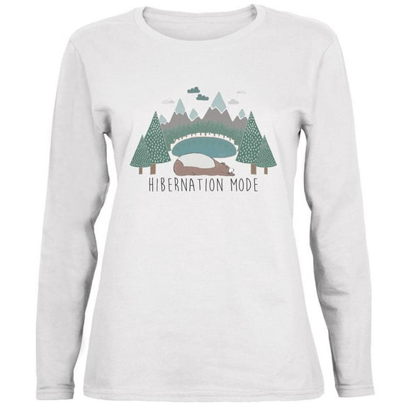 Autumn Bear Hibernation Mode Ladies' Relaxed Jersey Long-Sleeve Tee White 2XL