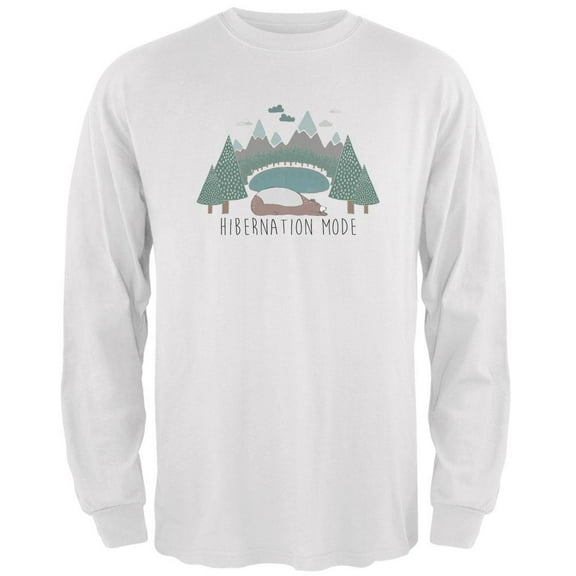 Autumn Bear Hibernation Mode Mens Long Sleeve T Shirt White MD