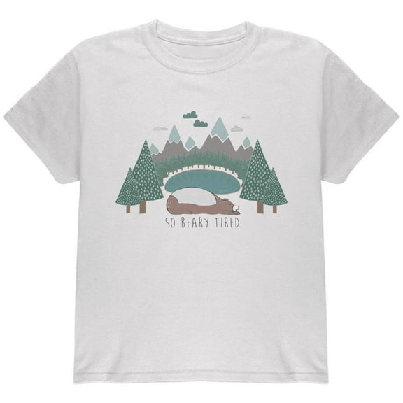 Autumn Bear Hibernation Mode Youth T Shirt White YLG