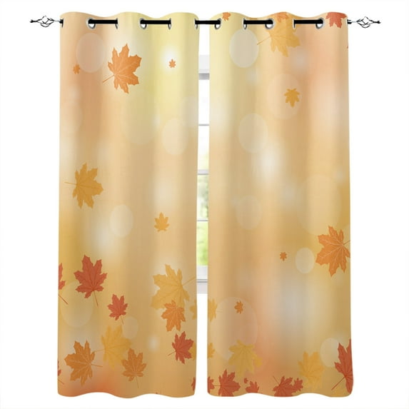 Autumn Beauty Leaves Yellow Sunshine Window Curtains For Living Room Kitchen Bedroom Modern Window Treatments Drapes Blinds