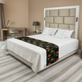 thumbnail image 1 of Autumn Bed Runner, Wild Forest Season Gazelle Deer Fall Colors Leaves Pattern Composition, Decorative Accent Bedding Scarf for Hotels Homes and Guestrooms, King, Amber and Jade Green, by Ambesonne, 1 of 2
