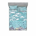 thumbnail image 1 of Autumn Bedding Set with Sheet & Covers, Funky Overcast Day Cumulus Clouds Like Sea Wave Floating Wet on Umbrella, Printed Bedroom Decor 2 Shams, 4 Sizes, Blue Purple, by Ambesonne, 1 of 3